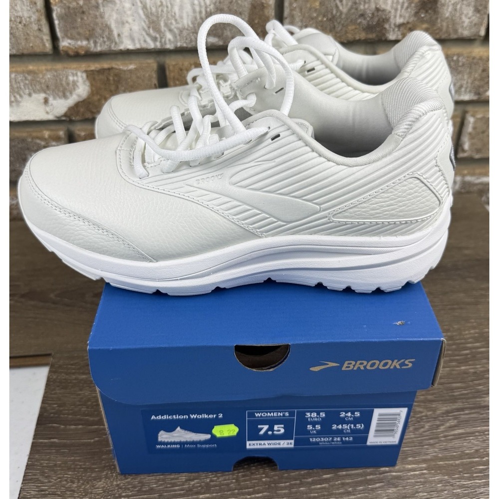 Brooks Addiction Walker 2 Shoes White Walking Women's Sz 7.5 Extra Wide 2E